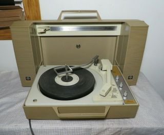 Vintage Ge Wildcat Portable Record Player Turntable Stereo & Eoc