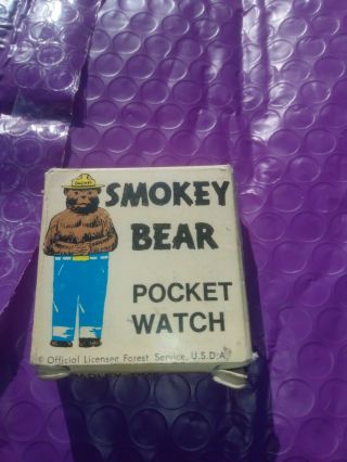 Rare Vintage Smokey The Bear Official Forest Service Pocket Watch Box Only