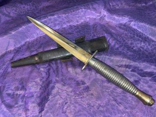 Vintage Fairbairn Sykes Wwii? British Commando Fighting Dagger W/ Knife Sheath
