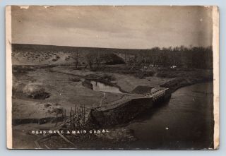 Vintage Real Photo Postcard Head Gate Main Canal Umatilla Irrigation Project E1