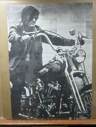 Vintage Black And White Poster Easy Rider Peter Fonda Large 1960s Biker Inv 4611