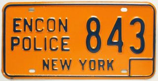 York 1974 - 1985 Environmental Conservation Police License Plate Encon 843