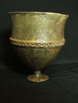 Striking Large Ancient Decorated Roman Bronze Chalice Cup 13cm Tall