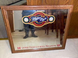Vintage Miller High Life Beer Sign Mirror 2001 Miller Park Inaugural Season 3248