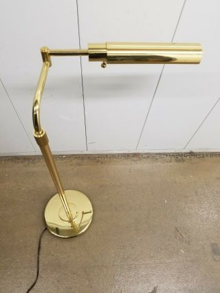 Vtg Mid Century Modern Polished Brass Floor Reading Lamp Swing Arm Adjustable