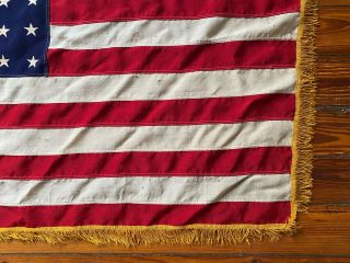 Vintage 48 Star U.  S.  Flag with Gold Fringed Tasseled Border - American 50”x34” 2
