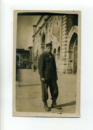 Vintage Rppc Photo Postcard 1945,  Identified American Soldier In Florence Italy