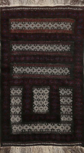Vintage Geometric Balouch Afghan Oriental Area Rug Hand - Knotted Wool Carpet 3x4