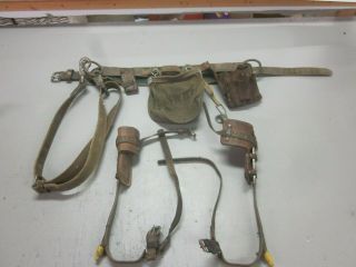 Vintage Bell Systems Utility Belt & Pole Tree Climbing Spikes