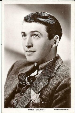 Young Handsome James Jimmy Stewart Vintage Uk Issued Real Photo Postcard Rppc 2