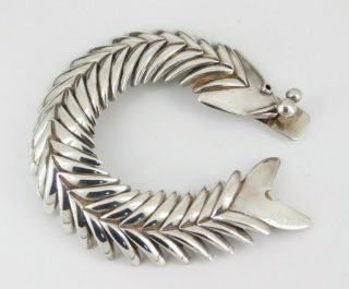 Vintage Taxco Mexico Sterling Silver Articulated Fish Bracelet6 3/8 " Long
