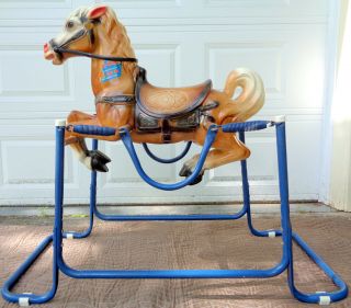 Vtg 1984 Clippety - Clop Wonder Horse Spring Bouncing Toy Horse Sound