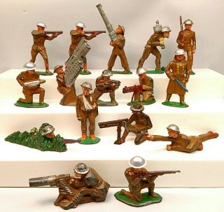 16 Vintage Barclay Manoil Wwi Army Military Lead Toy Soldiers Mortar Sniper Etc