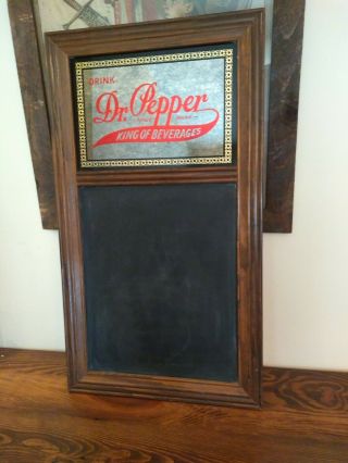 Vintage Dr Pepper Chalkboard Menu Wood Advertising Sign Mirror King Of Beverages