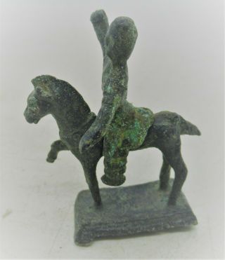 Circa 100 Bc - 100 Ad Ancient Celtic Bronze Horse And Rider Figurine