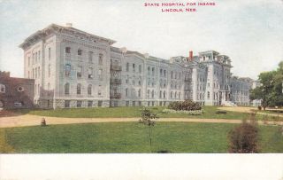 Vintage Postcard State Hospital For Insane Lincoln Nebraska Psych Ward Photo