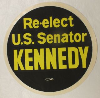Re - Elect U.  S.  Senator John F.  Kennedy Jfk 1958 Campaign Decal Sticker Mh005