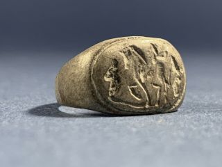 Rare Ancient Roman Solid Silver Legionnaire Cavalry Seal Ring - Circa 100 - 300 Ad