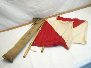 Vintage Us Army Signal Corps Flag Kit Canvas Bag Flags Military Semaphore Square