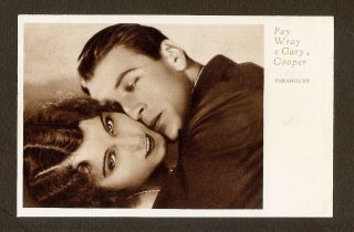 Fay Wray Gary Cooper Postcard Vintage 1930s Real Photo Paramount Card