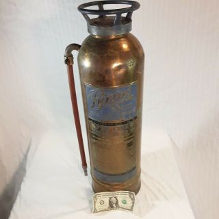 Rare Antique Vintage Pyrene Soda Acid Brass Fire Extinguisher Empty