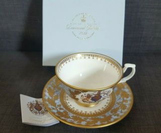 Queen Elizabeth Diamond Jubilee Tea Cup & Saucer 2012 Hand Made Fine China