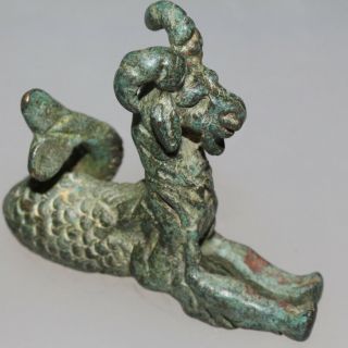 Extremely Rare Ancient Roman Bronze Capricorn Ornament Statue Circa 100 - 400 Ad