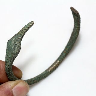 Circa 1500 - 1000 Bc Ancient Celtic Bronze Bracelet With Snake Head