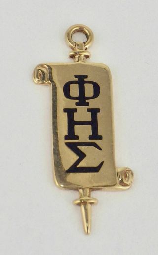 Vintag 14k Yellow Gold Phi Eta Sigma Honor Society Scroll Key Pendant
