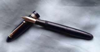 Vintage Swan 4460 Leverless Pen,  14k Semi - Flex Nib,  Dark Blue,  Mabie Todd,  1945 Eng