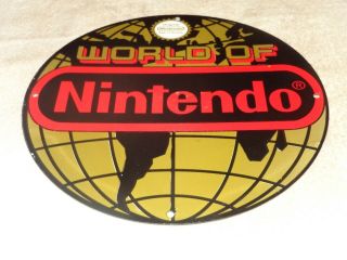 Vintage World Of Nintendo Nes 8 Bit 11 3/4 " Porcelain Metal Mario Brothers Sign