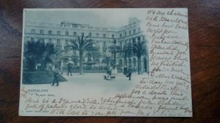Vintage B&w Postcard Photograph - Spain - Barcelona - Plaza Real (royal Plaza)