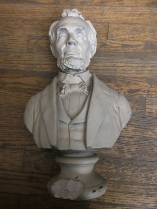 Large Vintage Abraham Lincoln Chalkware Bust Statue Sculpture Figurine 17” Tall