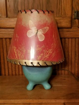 Vintage Van Briggle Small Ming Blue Lamp & Van Briggle Shade