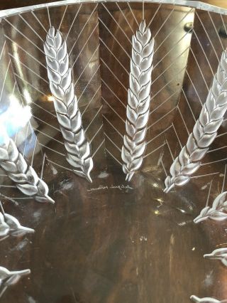 Vintage Lalique France Crystal “Ceres” Pattern Wheat Bowl 8.  25” Signed 2