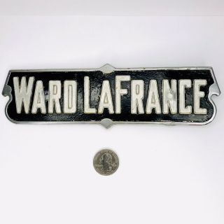 Rare Ward Lafrance Fire Truck Engine Metal Nameplate Emblem 8 " W X 2.  5 " H - Vguc