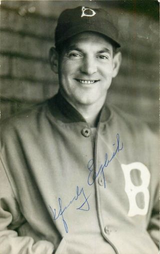 Woody English Signed Autograph Brooklyn Dodgers Rowe Vintage Postcard Photo