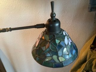 Tiffany style adjustable jade Floor Lamp Stained Glass Vintage shade claw feet 2