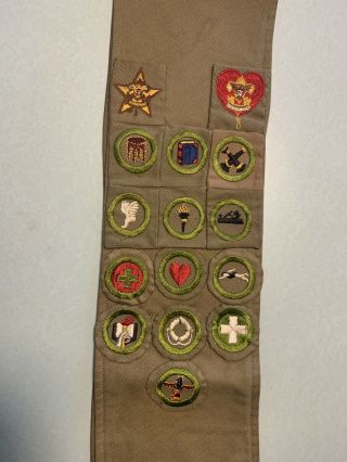 Boy Scout 1930s - 40s Merit Badge Sashs Square And Widecrimp Sash (f - 3)