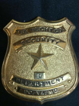 Obsolete Metal Security Officer Badge The Hecht Co.  Vintage