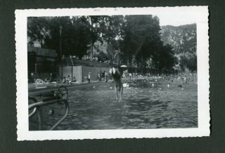 Boy In Mid Air Diving Motion Unusual Vintage 1961 Photo 451067
