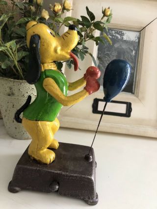 Extremely Rare Vintage Pluto Cast Iron Boxing Toy - - Still -