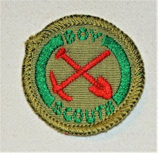 Red Pick Shovel Boy Scout Miner Proficiency Award Badge Black Back Large