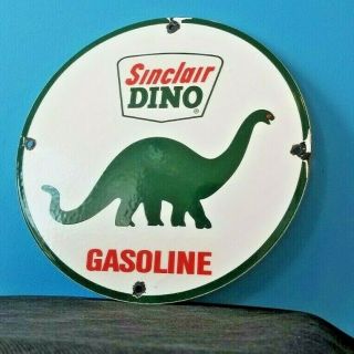 Vintage Sinclair Gasoline Porcelain Gas Dino Service Station Pump Plate Sign
