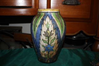 Antique Persian Islamic Middle Eastern Pottery Vase Primitive Painted Colors