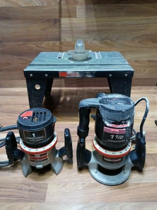 2 Vintage Craftsman Routers 1 1/2hp & 1hp Plus Crafstman Router Table 25444 Read