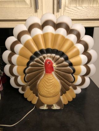 Vintage Union Thanksgiving 20 " Lighted Blow Mold Turkey Don Featherstone