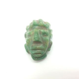 Vintage Hand Made Guatemala Jadeite Jade Maya Face Motagua Green River Stone 4 2