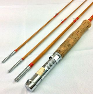 1950s Lm Dickson Golden Bamboo Fly Fishing Rod 4 Piece 8 
