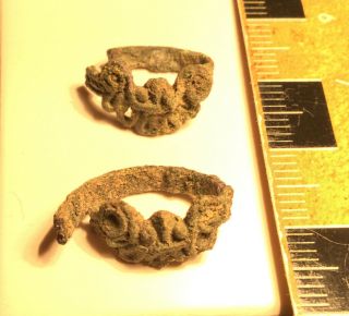 Mixtec Copper Glyphic Earrings Very Rare Pre - Columbian Copper Work 800 - 1400ad